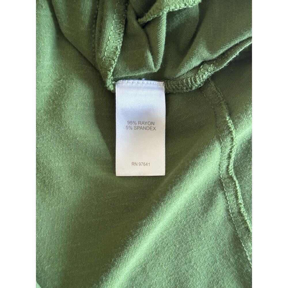 J JILL Olive Green Stretch Slub Jersey Knit High Neck Long Maxi Dress Pockets XL - Picture 4 of 10